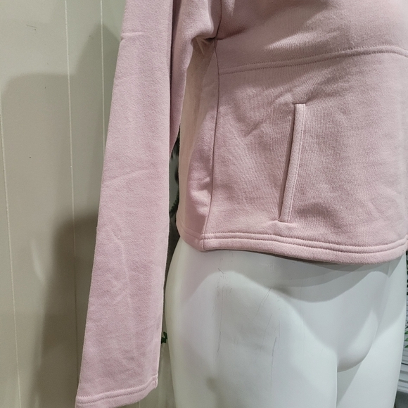 Cropped Pink Long Sleeve Turtleneck Sweatshirt S - Picture 4 of 11